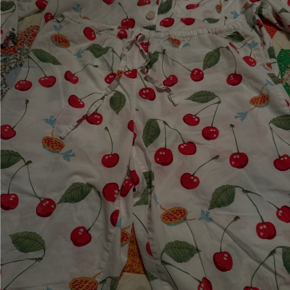 Nick & Nora White Button-Up with Red Cherry Print - Picture 6 of 8